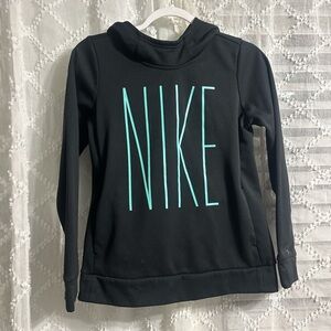 Nike Black Hoodie with Aqua Logo